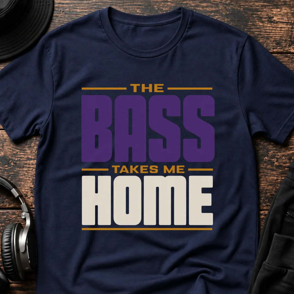 Bass Takes Me Home DnB T-Shirt flat lay by QUASIKERN