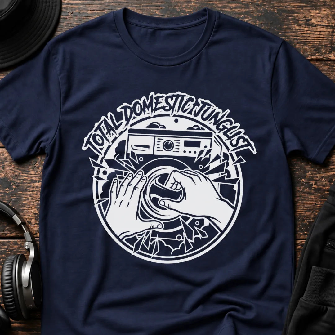 Total Domestic Junglist Jungle T-Shirt flat lay by QUASIKERN