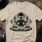 DJ Alien Rave T-Shirt flat lay by QUASIKERN