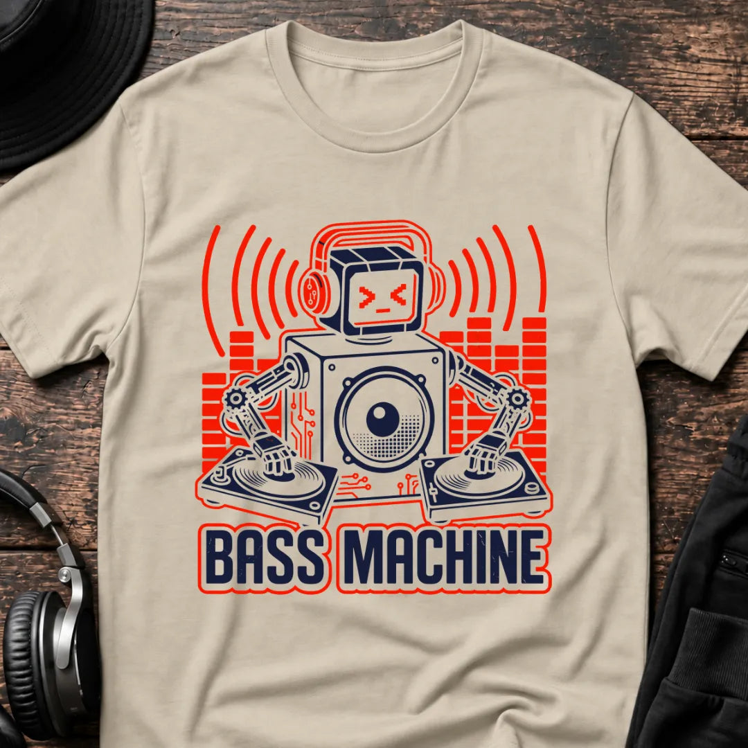 Bass Machine DnB T-Shirt flat lay by QUASIKERN