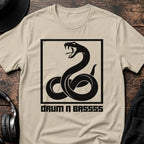 Drum N Bass Snake DnB T-Shirt flat lay by QUASIKERN