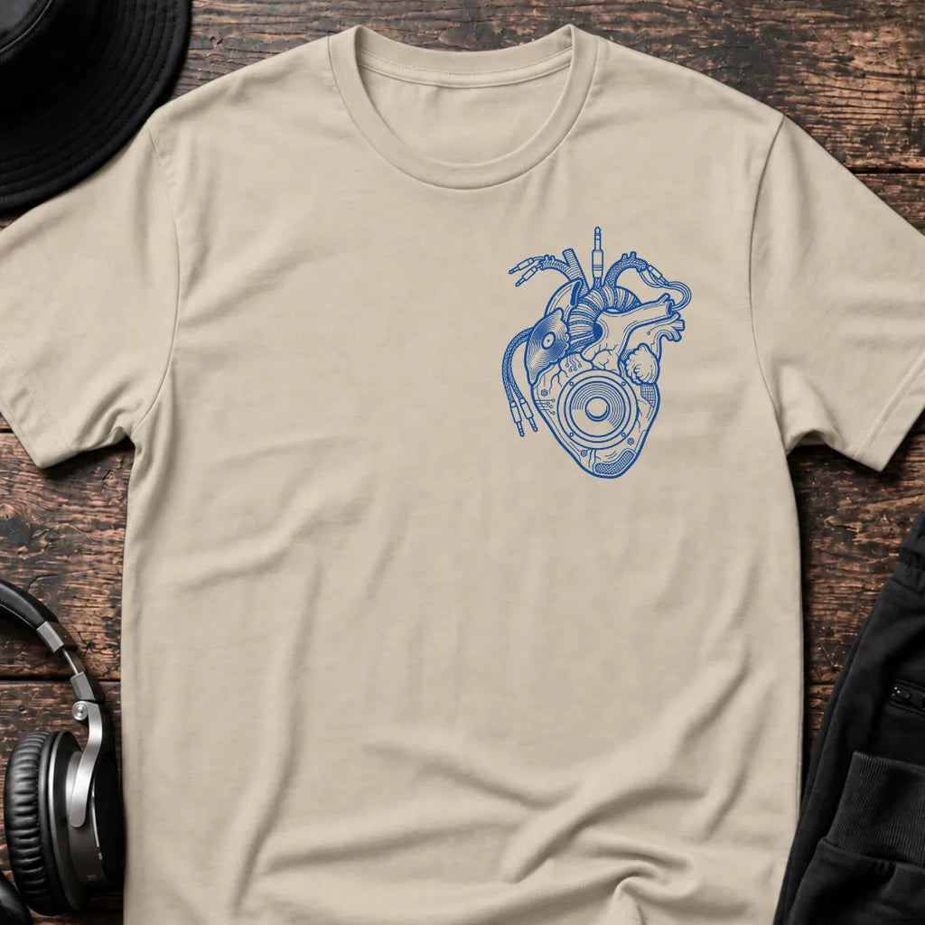 Heartbeat Chest DnB T-Shirt flat lay by QUASIKERN