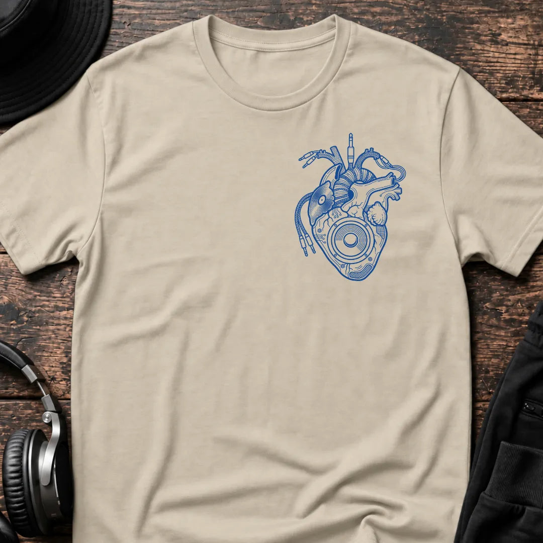 Heartbeat Chest DnB T-Shirt flat lay by QUASIKERN