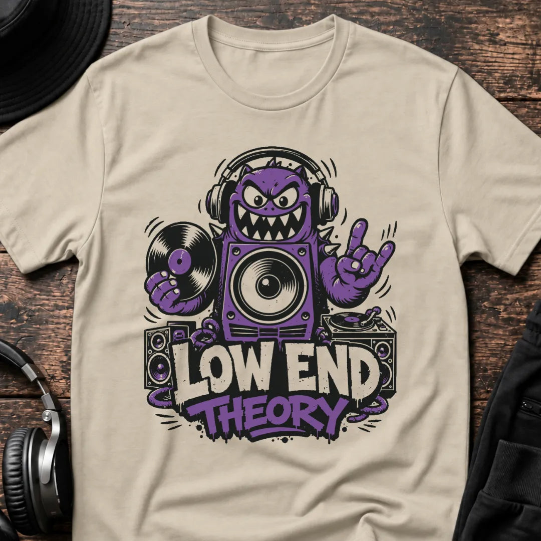 Low End Theory DnB T-Shirt flat lay by QUASIKERN
