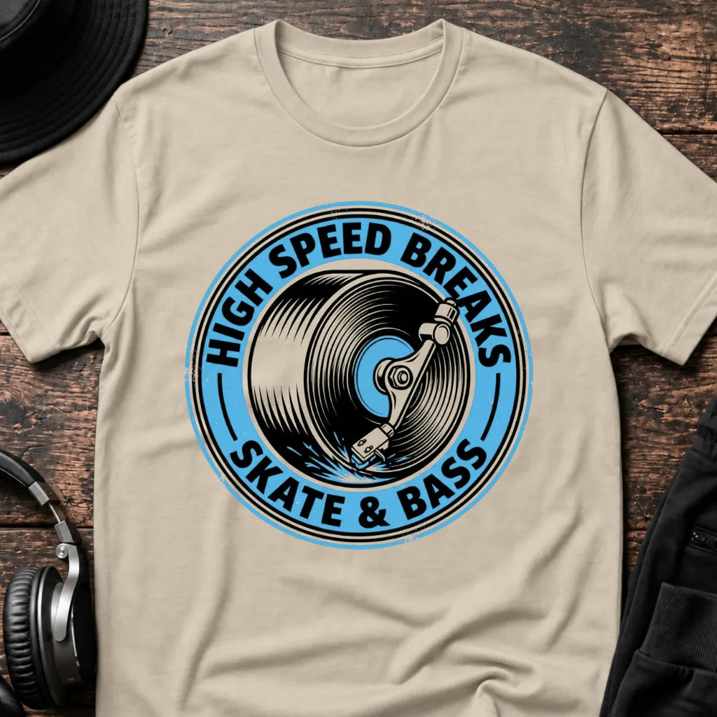 Skate & Bass DnB T-Shirt flat lay by QUASIKERN