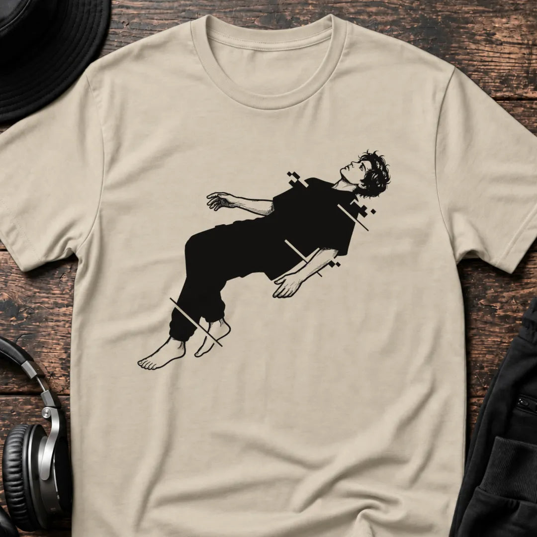 Digital Drift Rave T-Shirt flat lay by QUASIKERN