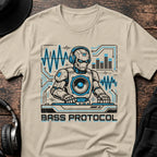 Bass Protocol DnB T-Shirt flat lay by QUASIKERN