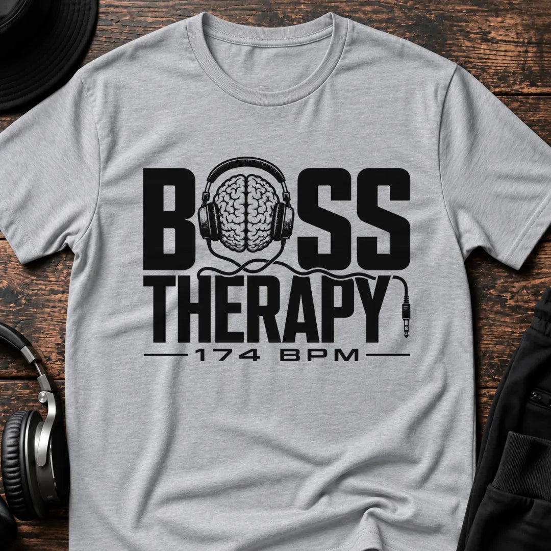 Bass Therapy 174 BPM DnB T-Shirt flat lay by QUASIKERN