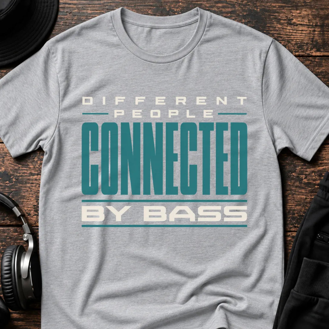 People Connected by Bass DnB T-Shirt flat lay by QUASIKERN