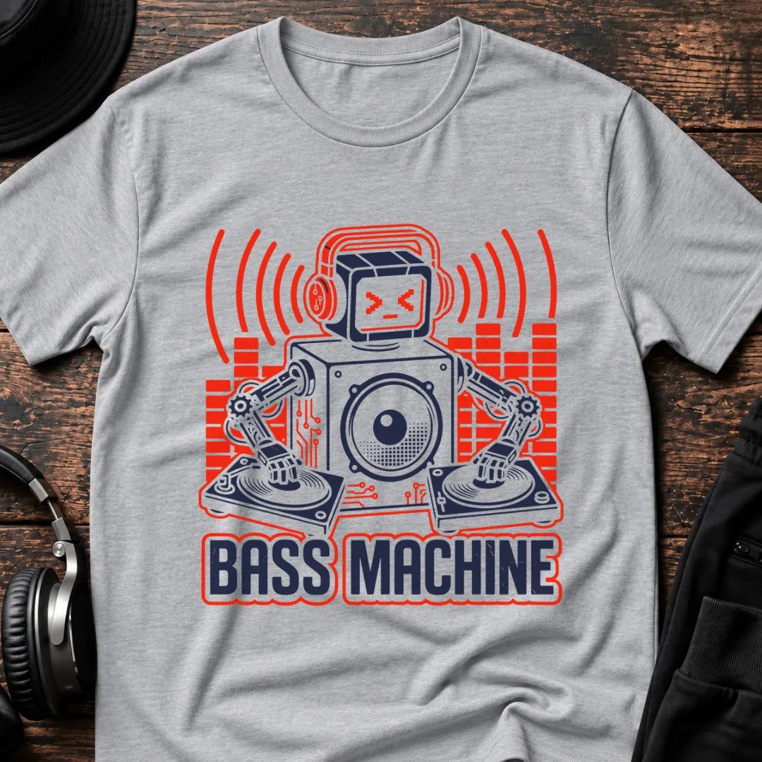 Bass Machine DnB T-Shirt flat lay by QUASIKERN
