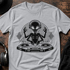 DJ Alien Rave T-Shirt flat lay by QUASIKERN