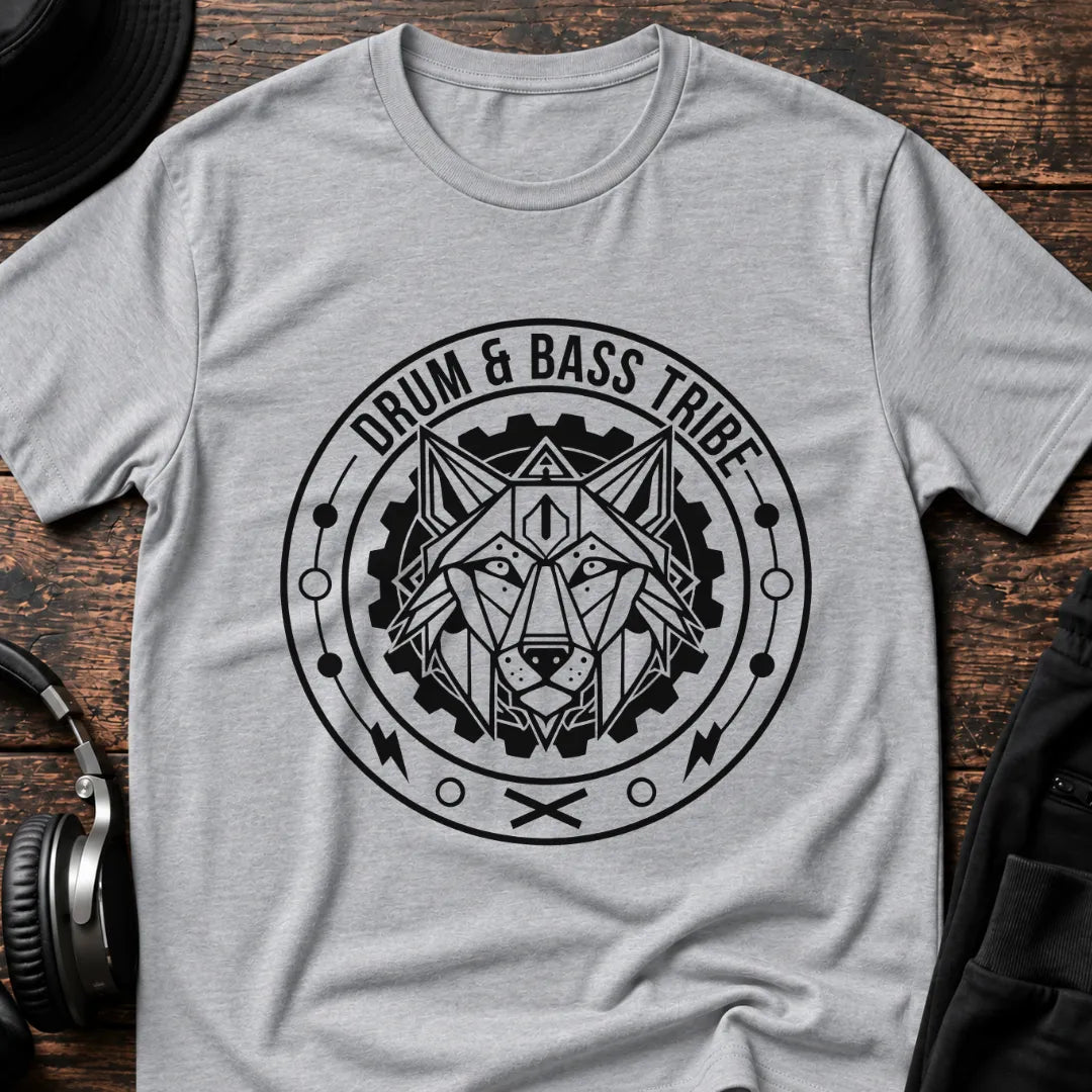 Drum & Bass Tribe DnB T-Shirt flat lay by QUASIKERN