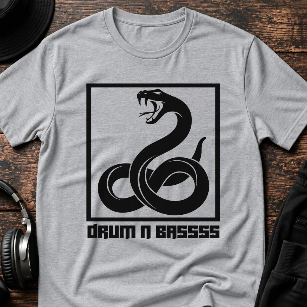Drum N Bass Snake DnB T-Shirt flat lay by QUASIKERN