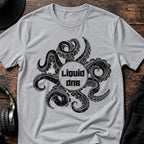 Octopus Liquid DnB T-Shirt flat lay by QUASIKERN