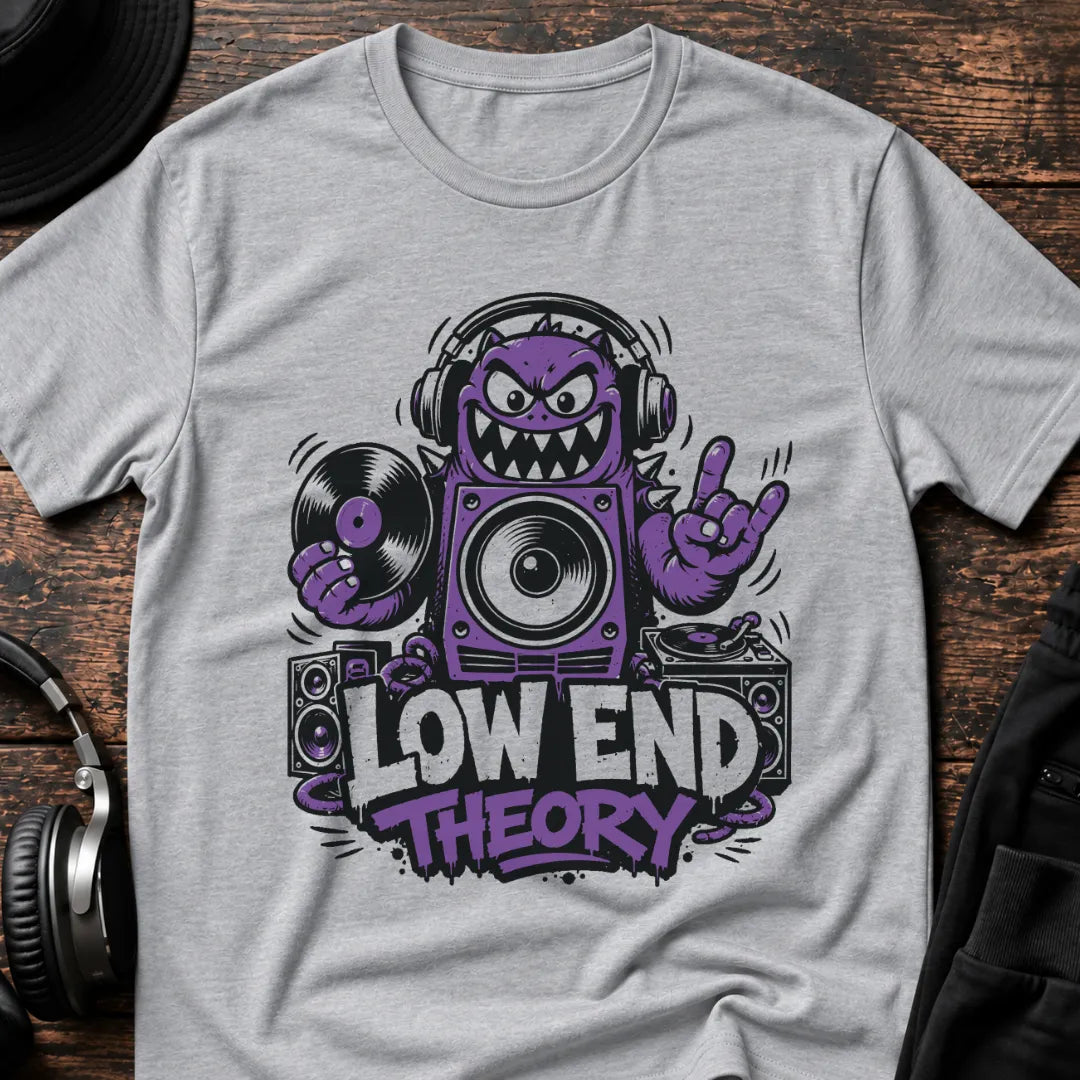 Low End Theory DnB T-Shirt flat lay by QUASIKERN