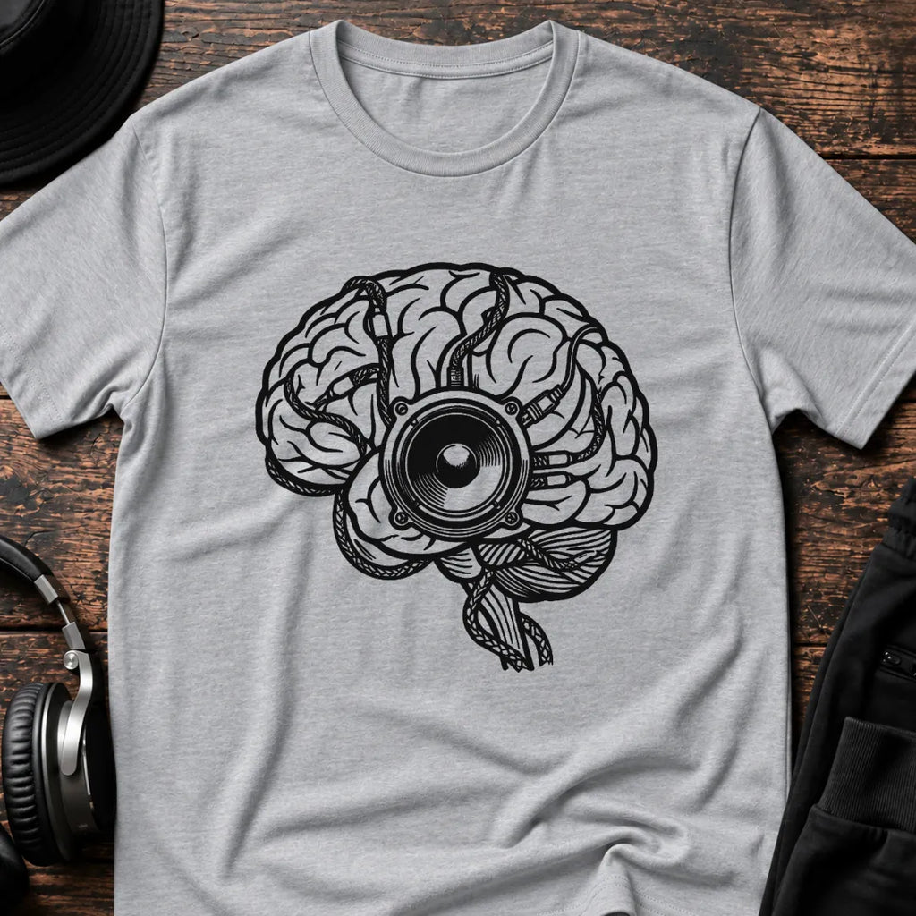 Bass Brain DnB T-Shirt flat lay by QUASIKERN