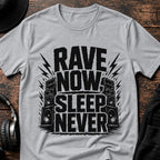 Sleep Never Rave T-Shirt flat lay by QUASIKERN