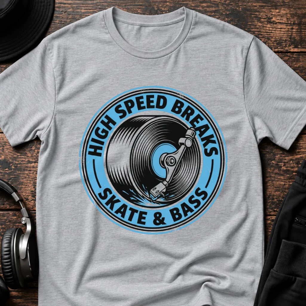 Skate & Bass DnB T-Shirt flat lay by QUASIKERN