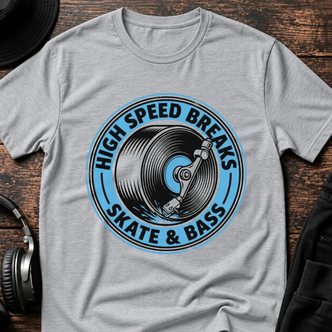 Skate & Bass DnB T-Shirt flat lay by QUASIKERN