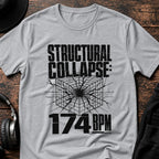Structural Collapse 174 BPM DnB T-Shirt flat lay by QUASIKERN