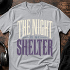 The Night Is My Shelter Rave T-Shirt flat lay by QUASIKERN