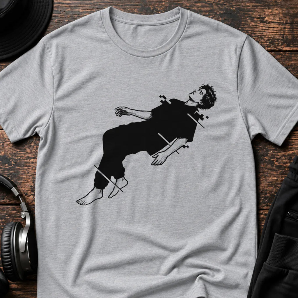 Digital Drift Rave T-Shirt flat lay by QUASIKERN