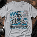 Bass Protocol DnB T-Shirt flat lay by QUASIKERN