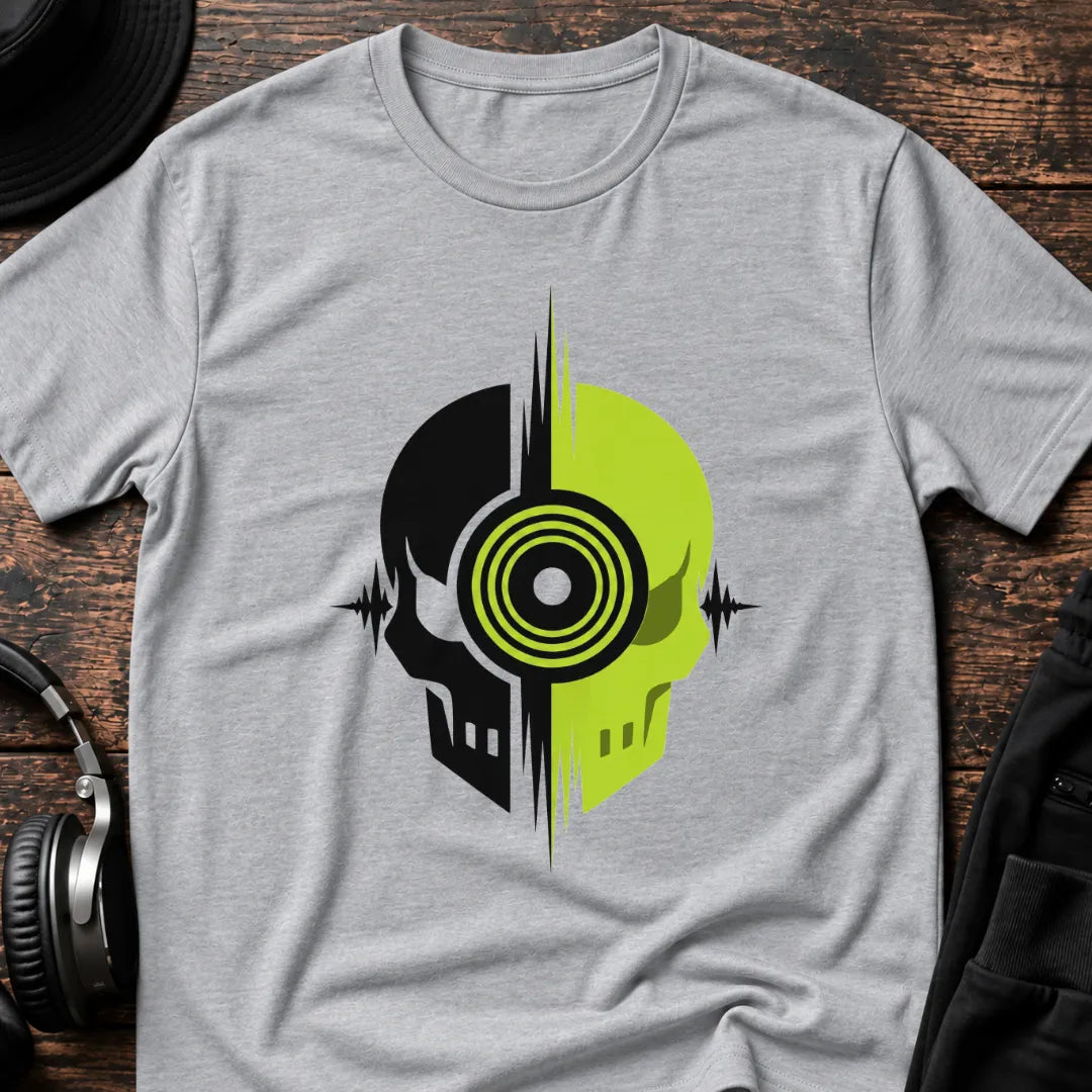 Bass Skull DnB T-Shirt flat lay by QUASIKERN