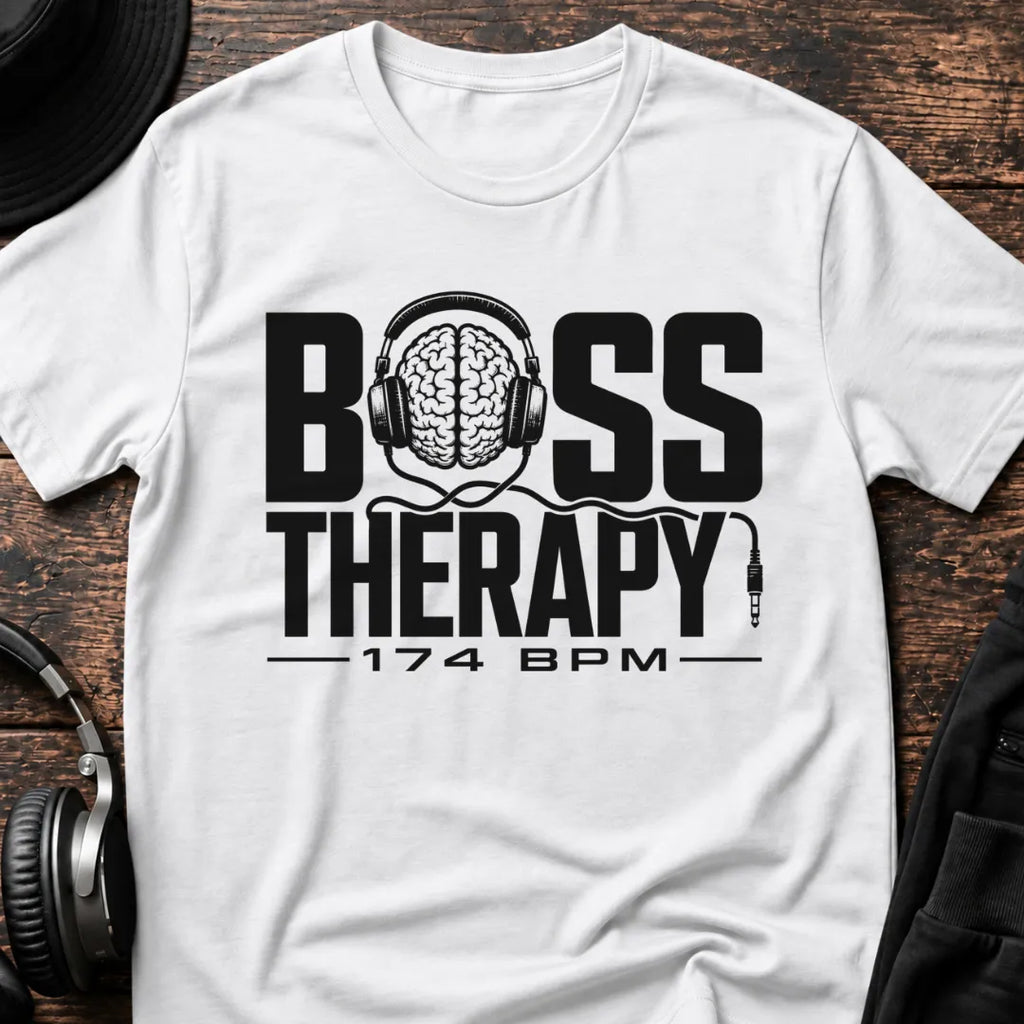 Bass Therapy 174 BPM DnB T-Shirt flat lay by QUASIKERN
