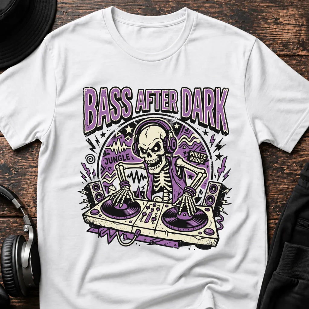 Bass After Dark Jungle T-Shirt flat lay by QUASIKERN