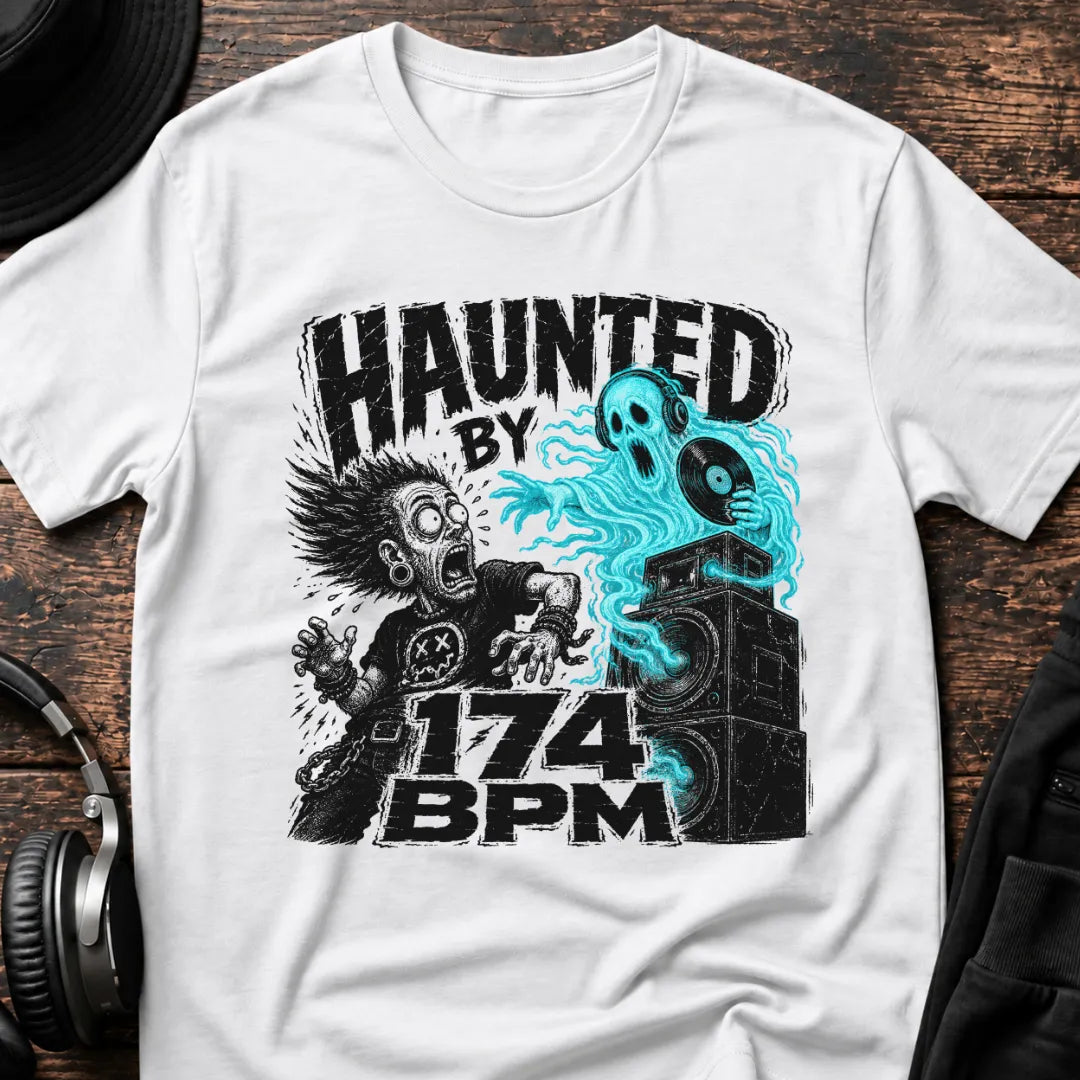 Haunted by 174 BPM DnB T-Shirt flat lay by QUASIKERN
