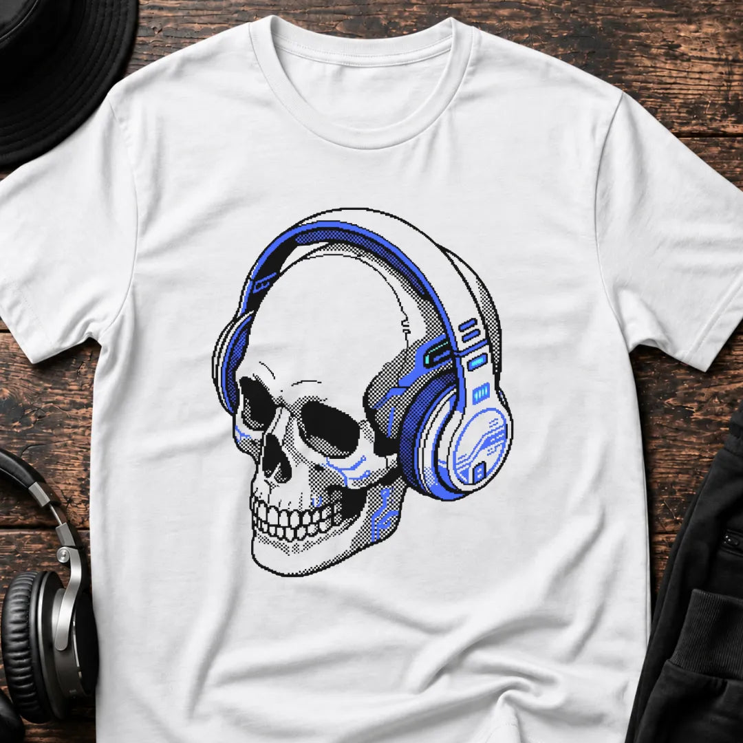 Skull Frequency DnB T-Shirt flat lay by QUASIKERN