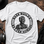 Bass Builds Better Humans Ed. 1 DnB T-Shirt flat lay by QUASIKERN