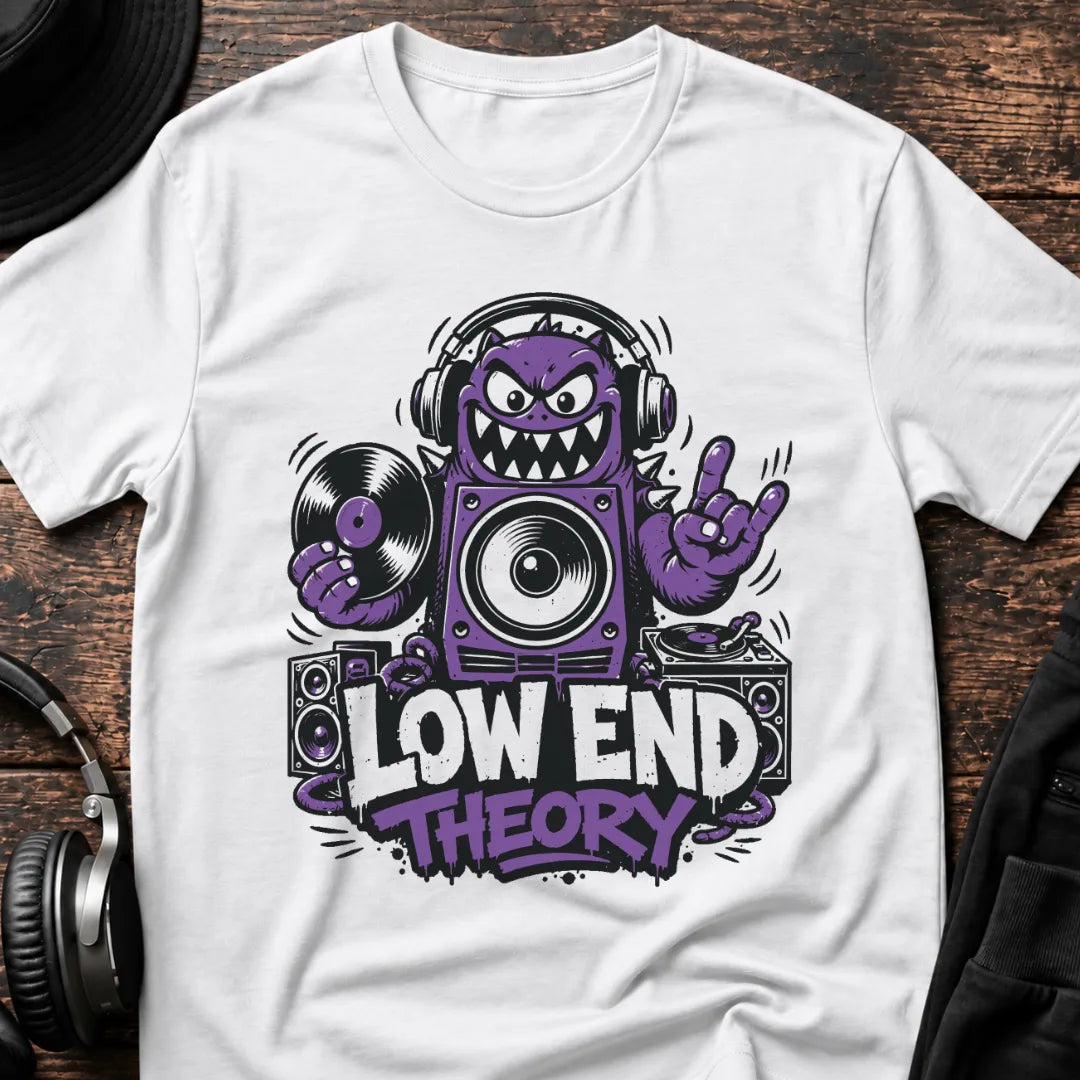 Low End Theory DnB T-Shirt flat lay by QUASIKERN