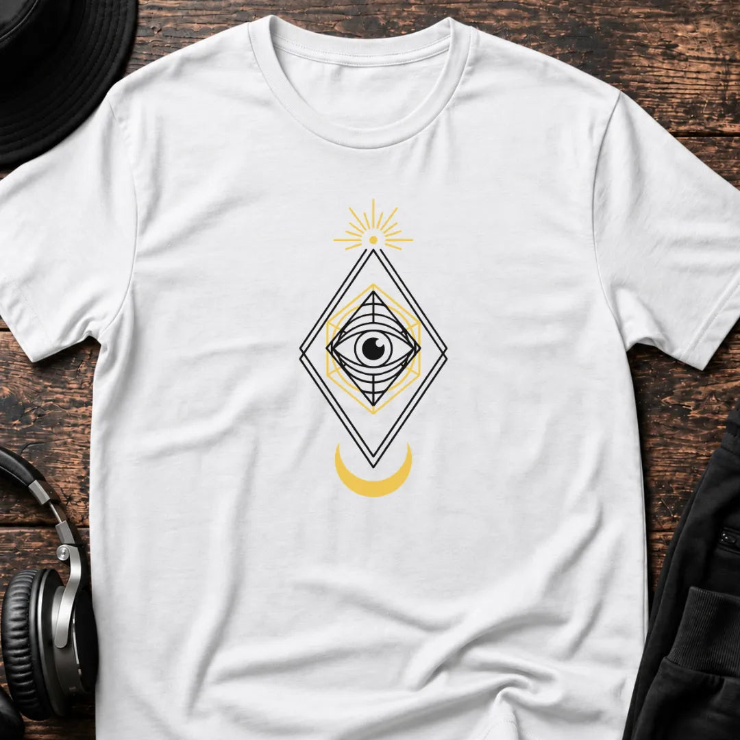 Lunar Eye Rave T-Shirt flat lay by QUASIKERN