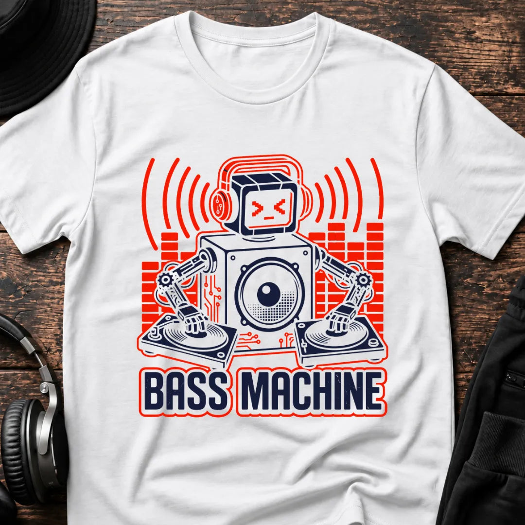 Bass Machine DnB T-Shirt flat lay by QUASIKERN