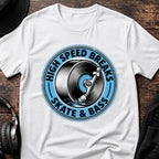 Skate & Bass DnB T-Shirt flat lay by QUASIKERN