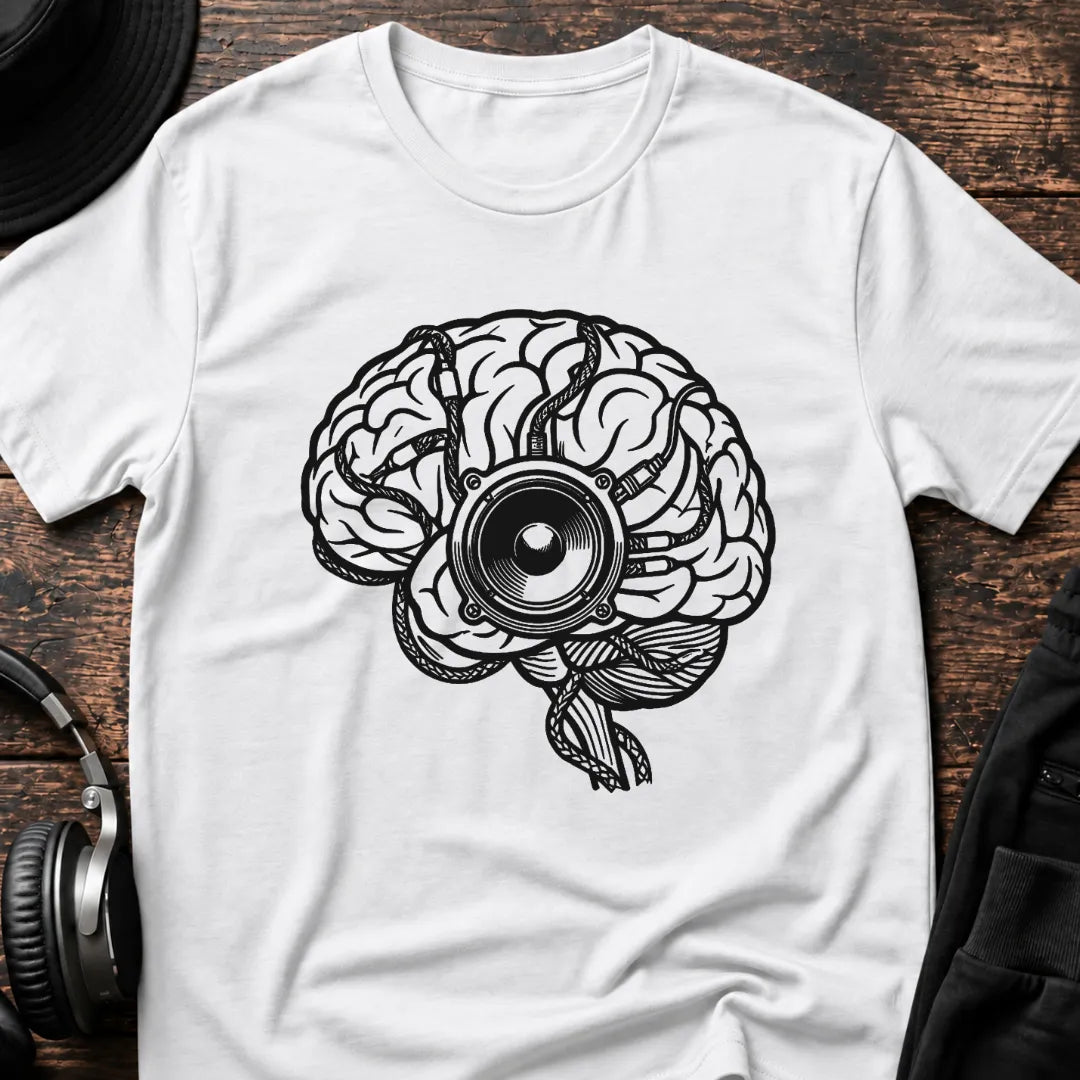 Bass Brain DnB T-Shirt flat lay by QUASIKERN